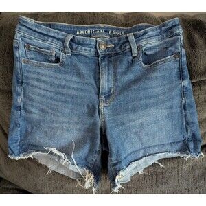 American Eagle Denim Shorts Ripped Mid Rise Next Level Stretch Athletic Fit 10